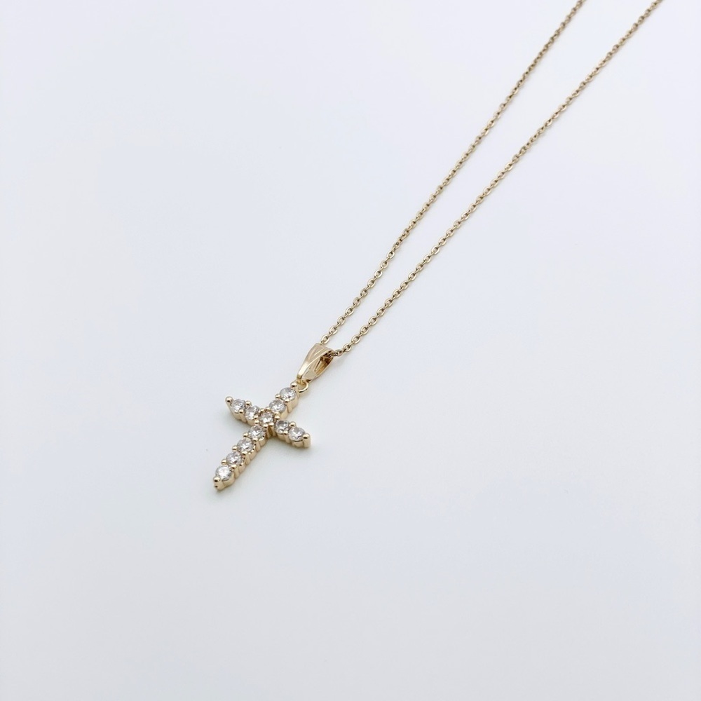 Gold Cross Necklace for woman | Dainty Cross Necklace | CZ Pendant Cross Pendant
